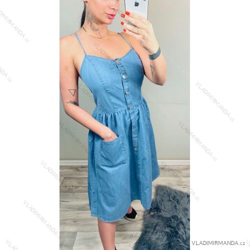 Summer denim dress on straps women (S / L) ITALIAN FASHION IMK20134