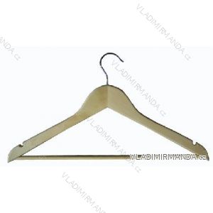 Wooden hangers 44,5cm, with crosspiece and notches, glossy light lacquer.
