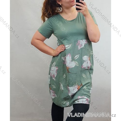 Women's denim summer short sleeve dress (uni l / 2xl) ITALIAN FASHION IM720149