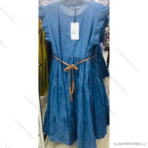 Denim short sleeve dress women (UNI S / M) ITALIAN FASHION IM920010