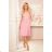 311-7 LILA Pleated dress with short sleeves - powder pink