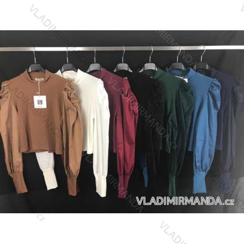 Tričko elegantní dlouhý rukáv dámské (UNI S/M) ITALSKÁ MÓDA IMM20954