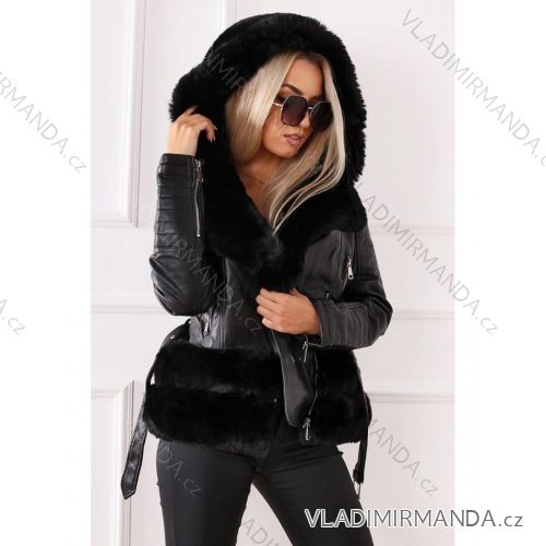 Jacket winter jacket with hood and fur women oversized (46-54) POLISH FASHION BLI19YP-18057-12