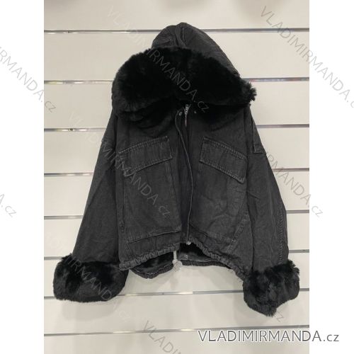 Jacket winter jacket with hood and fur women oversized (46-54) POLISH FASHION BLI19YP-18057-12