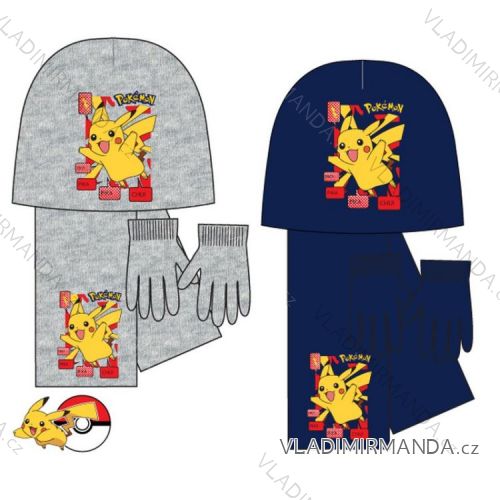 Set of caps gloves and scarf pokemon children boys (52-54) SUN CITY NH4276