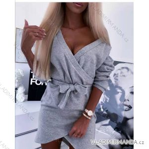 Šaty elegantní semišové dlouhý rukáv dámské (UNI S/L) ITALSKÁ MÓDA IMWA20873