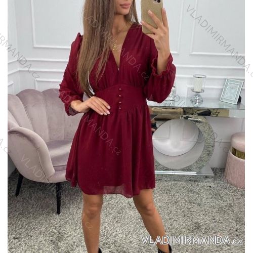 Šaty elegantní dlouhý rukáv dámské (UNI S/L) ITALSKÁ MÓDA IMP20042