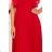 315-3 EMILY Pleated dress with frills and neckline - red