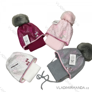 Set of hat with beanie and scarf winter children's teen girl (9-14 years) PERFECT POLISH FASHION PV920302