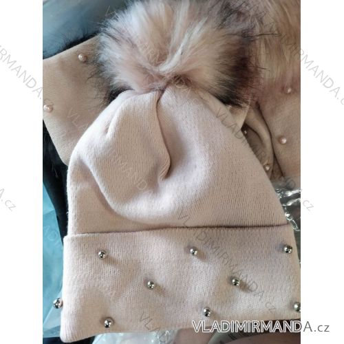 Women's cap with stones (uni) WOOLK POLAND PV417027