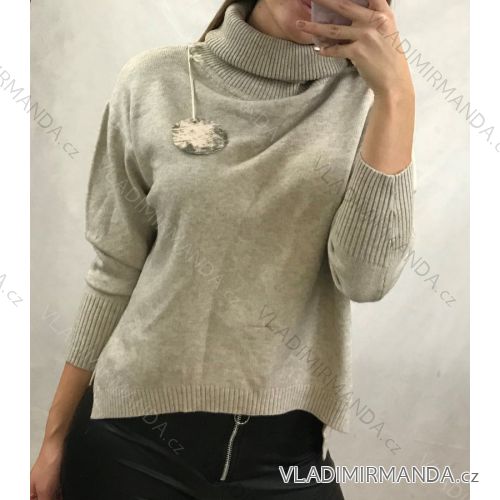 Sweater turtleneck long sleeve women (S -M -L ONE SIZE) Italská móda I IM820054 béžová SL