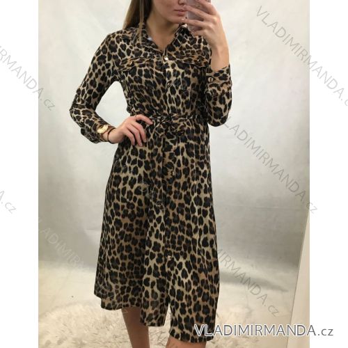 Šaty elegantní semišové dlouhý rukáv dámské (UNI S/L) ITALSKÁ MÓDA IMWA20873 Pattern-1