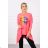 Oversized blouse with a neon pink rainbow lips print