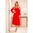 304-3 Chiffon midi dress with a neckline and frill - Red