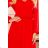 304-3 Chiffon midi dress with a neckline and frill - Red
