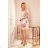 297-2 CAROLINE dress with frills and envelope neckline - flowers on a light background
