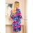 323-1 Comfortable OVERSIZE dress - blue and pink flowers