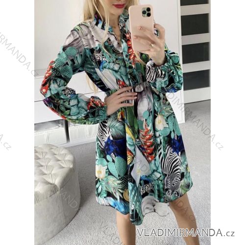 Summer long sleeve flowered women's dress (UNI S / L) ITALIAN FASHION IMK20150