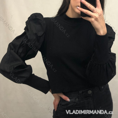 T-shirt long sleeve lace ladies (uni sl) ITALIAN Fashion IMC18019 S / M one size white