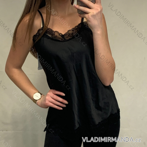 Summer tank top with lace women (S / M / L ONE SIZE) ITALIAN FASHION IM421321 white S / M / L one size