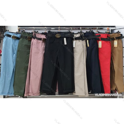 Kalhoty elegantní dlouhé s páskem dámské (S-XL) ITALSKÁ MÓDA IMWA20882