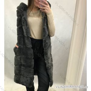 Women's fur vest long with hood (size S / M) ITALIAN FASHION IMT20B6153