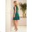 334-1 BLANKA - Flared dress with a frill - green color