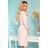 327-1 Elegant dress with a frill and neckline - pastel pink
