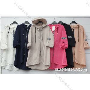 Kabát jarní dlouhý dámský (S/M/L ONE SIZE) ITALSKÁ MÓDA IMWA21006