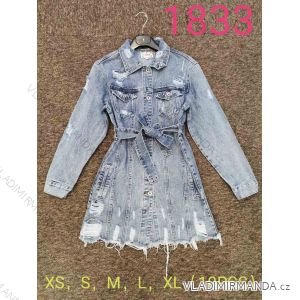 Denim short sleeve dress women (UNI S / M) ITALIAN FASHION IM920010
