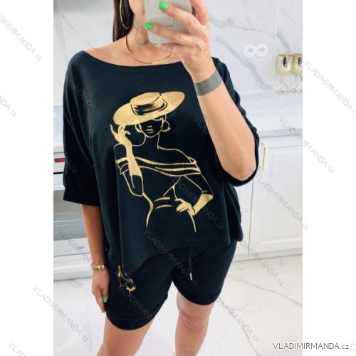 Set hoodie long sleeve and sweatpants 3/4 short women (UNI S / L) TURKISH FASHION IMK20141