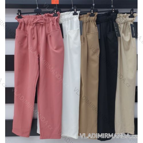 Kalhoty elegantní dlouhé s páskem dámské (S-XL) ITALSKÁ MÓDA IMWA20882