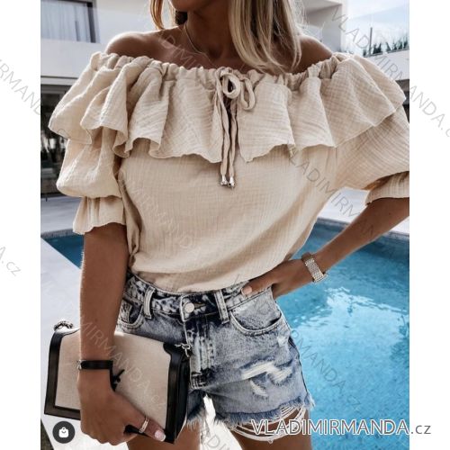Shirt blouse short 3/4 sleeve lace ladies (UNI SL) ITALIAN FASHION IM13014