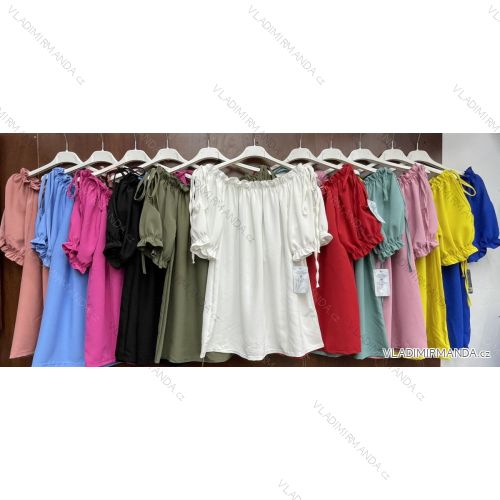 Shirt blouse short 3/4 sleeve lace ladies (UNI SL) ITALIAN FASHION IM13014
