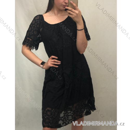 Women's Lace Short Sleeve Dress (UNI S-M) ITALIAN FASHION IMD20028