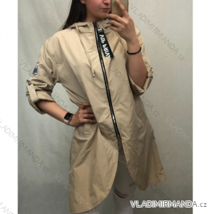 Jacket thin canvas long sleeve ladies with hood and zipper (oversize) ITALIAN MODA IM419698