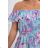 Dress with bare shoulders in mint flowers