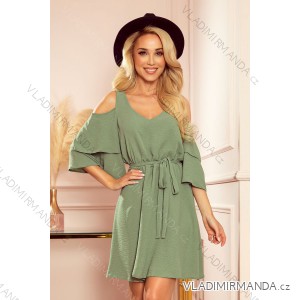 292-6 MARINA flimsy dress with a neckline - olive colour