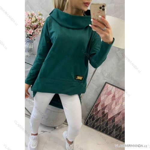 Elegant zip hoodie for women (uni sl) TURKISH FASHION KSI-9116/D dark green S / M one size