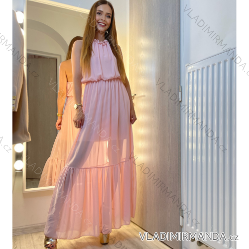 Long sleeveless dress womens neon (uni sl) ITALIAN MODA IMT18439 S / M one size white