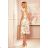 349-1 Wrap dress with frills - peach flowers