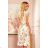 349-1 Wrap dress with frills - peach flowers
