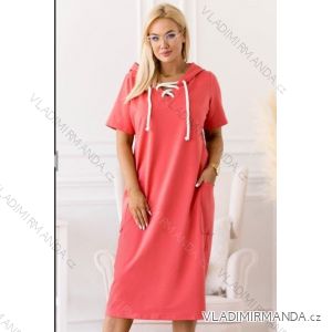 Long Short Sleeve Hooded Dress Women's Plus Size (42-44-46-48-50) POLISH FASHION PMLM21008