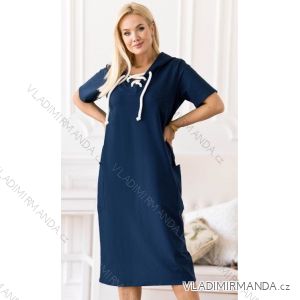 Long Short Sleeve Hooded Dress Women's Plus Size (42-44-46-48-50) POLISH FASHION PMLM21009