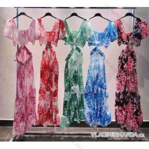 Women's Long Summer Short Sleeve Dress (S / M ONE SIZE) ITALIAN FASHION IMM211249