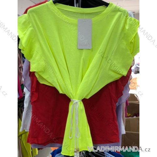 Tričko tunika bez rukávů s volánky dámské (S/M ONE SIZE) ITALSKÁ MÓDA IMM21648