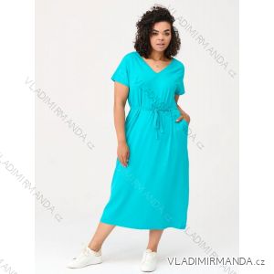 Šaty dlouhé 3/4 krátký rukáv dámské nadrozměr (XL-3XL) POSLKÁ MÓDA PMLE21001