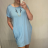 Summer short sleeve dress with pendant women (XL / 2XL ONE SIZE) ITALIAN FASHION IM2212390 XL-2XL Light blue