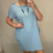 Summer short sleeve dress with pendant women (XL / 2XL ONE SIZE) ITALIAN FASHION IM2212390 XL-2XL Light blue
