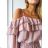 Women's chiffon summer carmen dress on straps (S / M ONE SIZE) ITALIAN FASHION IMWY21736